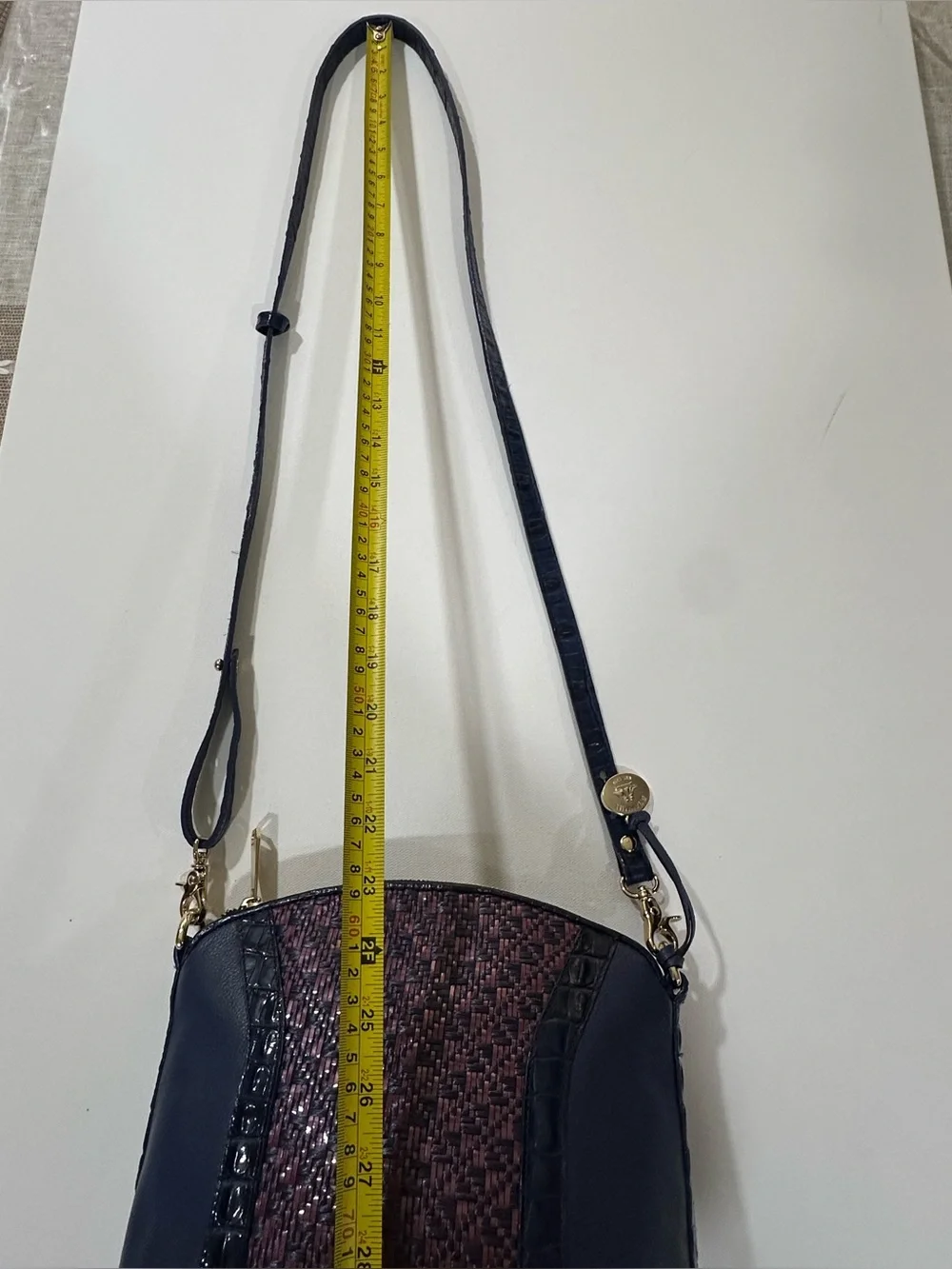 Brahmin Special Edition Navy Croc & Metallic Woven Crossbody Pristine Condition